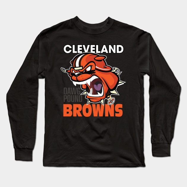 Cleveland Browns BullyDawg Growler - Dawg Pound Long Sleeve T-Shirt by Goin Ape Studios